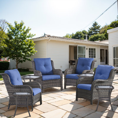 Schutt 8 Piece Rattan Multiple Chairs Seating Group with Cushions