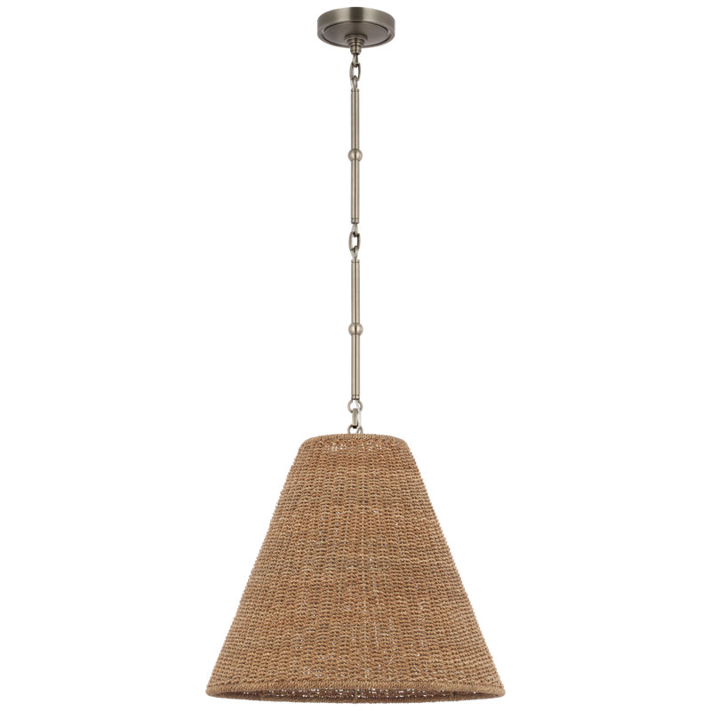 Goodman Pendant by Thomas O'Brien, 12.75" H x 15" W x 15" D, Toast, Bronze/Hand Rubbed Antique Brass