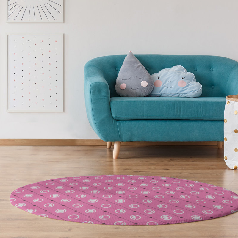 Chenille Geometric Indoor Rug, Round 5'