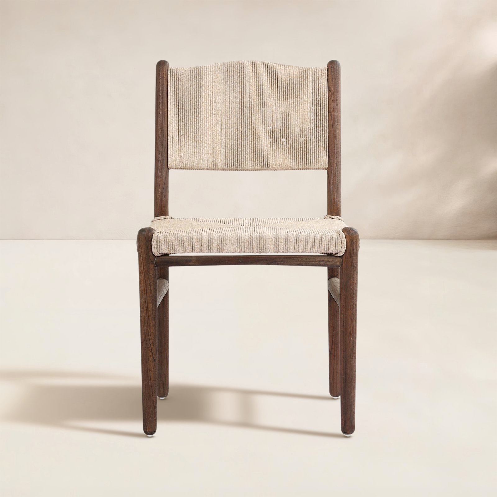 Cornelious Outdoor Dining Chair-Stained Saddle Brown, Beige