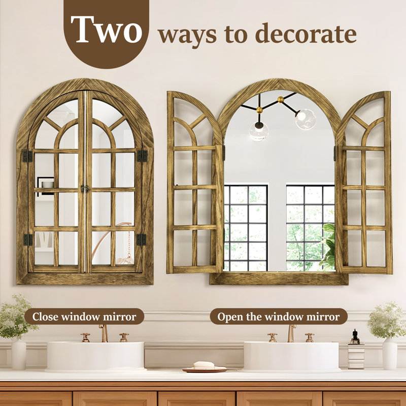 Miroir mural Fleda, 36 po x 24 po, Brun