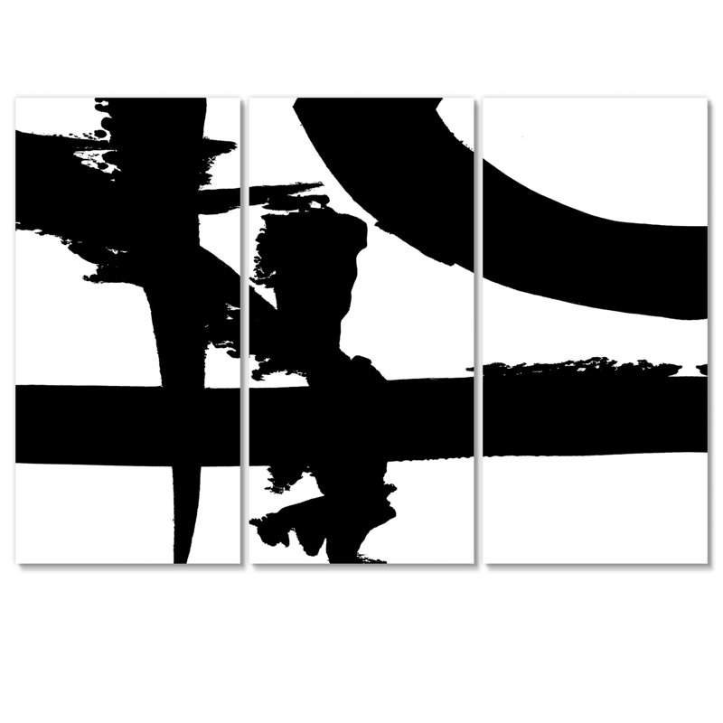 Abstrait noir et blanc, croisement de chemins, impression sur toile, pièces multiples - Crossing Paths I