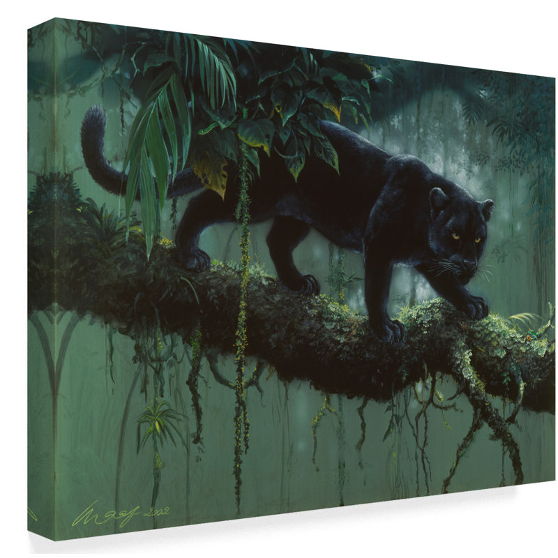 Black Panther Stalking in Jungle Gallery-Wrapped Canvas Art