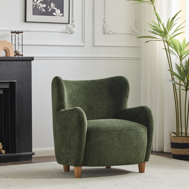 Fauteuil d'appoint rembourré Reshami, Vert olive