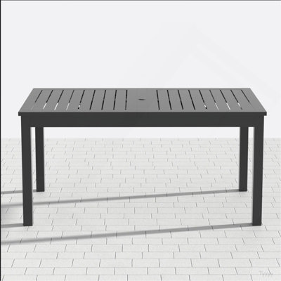 63"-92" Extendable Aluminum Outdoor Dining Table, All-Weather Gray Patio Table