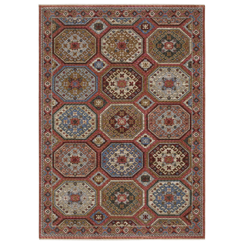 Tapis rose / rouge Erlich, Tapis de couloir 2 pi 3 po x 7 pi 9 po