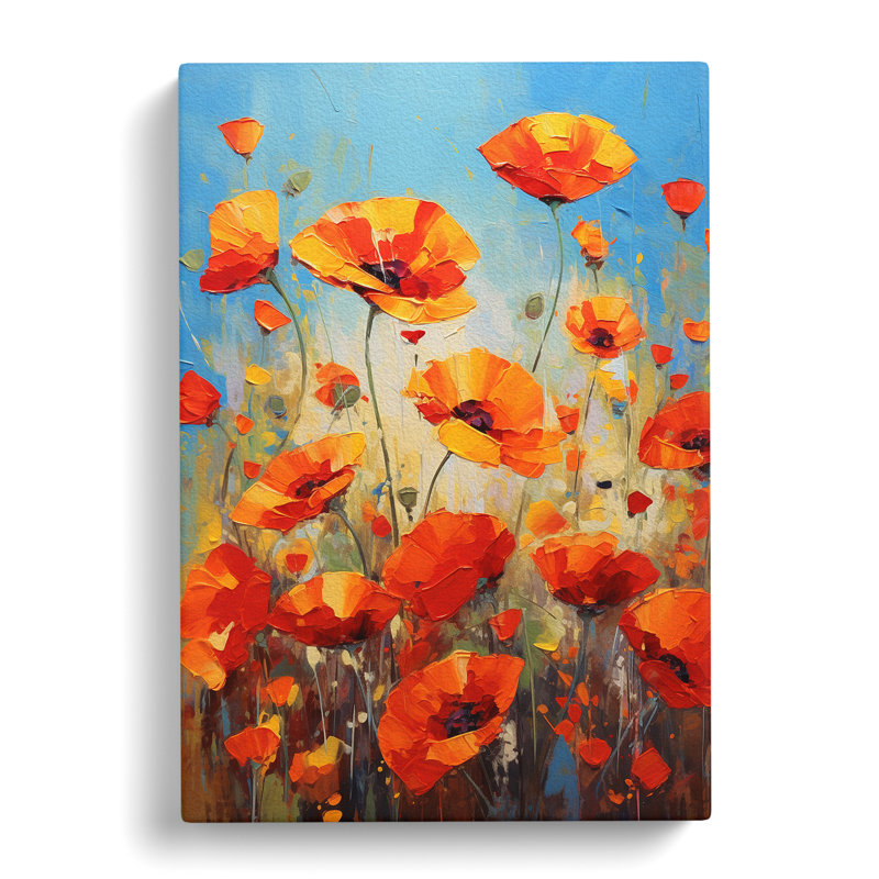Poppy Field Expressionism - Wrapped Canvas Print, 76cm H x 50cm W x 3cm D