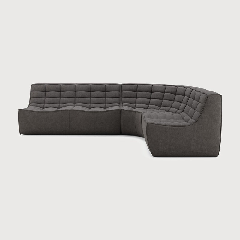 N701 Modular Sofa Set - Combo Left - 1 Seater + 3 Seater + 90° Round Corner, 30" H x 102.5" W x 79" D