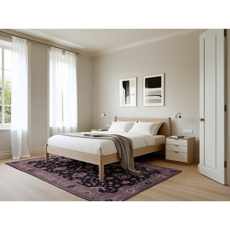 Tapis mauve lavable à la machine, Rectangle 5 pi x 7 pi