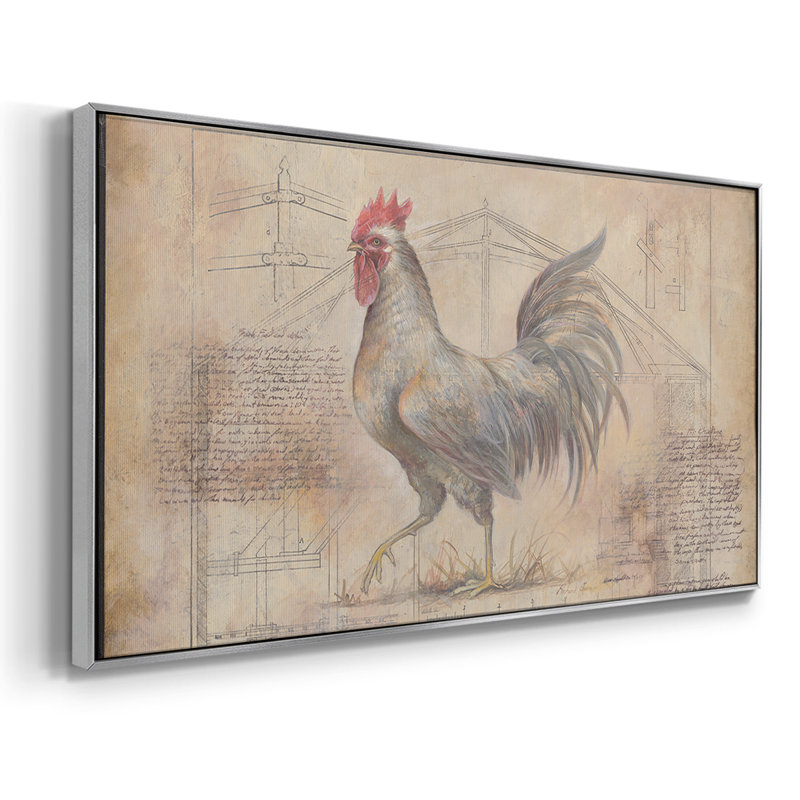 Rustic Fowl II - Toile tendue avec châssis tendue, prête à accrocher, H 25 po x l 49 po, Argent argent