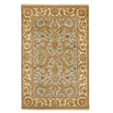 Hand Knotted Wool Oriental Area Rug in Light Blue And Ivory