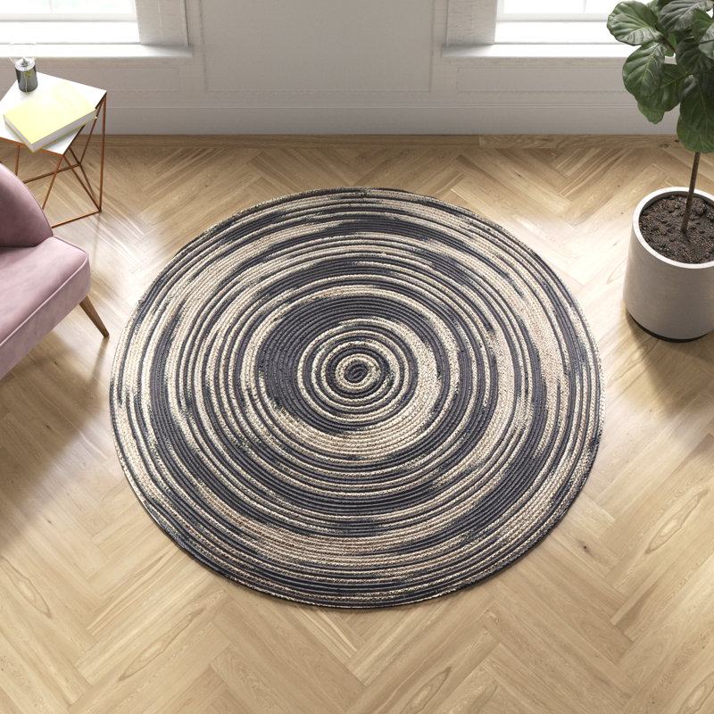 Brycen Round Abstract Jute / Sisal Hand Woven Area Rug, Round 183cm
