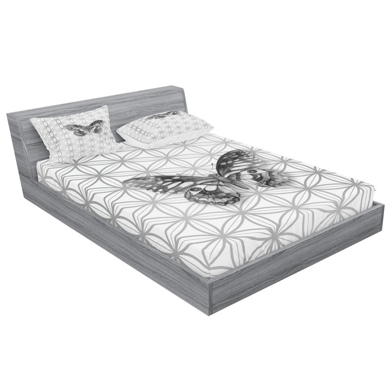 Microfiber Floral Sheet Set, Queen Sheet Set with Fitted Sheet