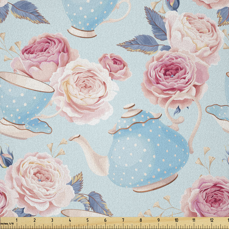 Dartanion Roses Vintage Teapot Cups Multi-Purpose Fabric