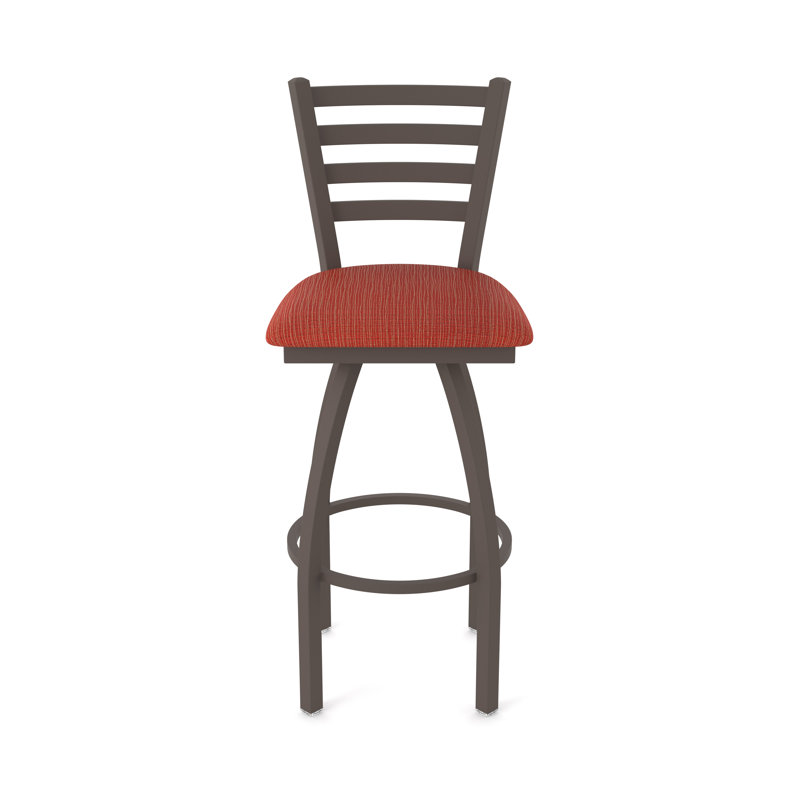 Jackie Swivel Stool, Bronze, Bar Stool (30" Seat Height), Fabric-Graph Poppy