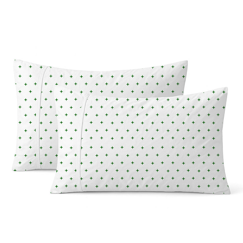 Plus Embroidered Cotton Sheet Set, Green, Full Sheet Set