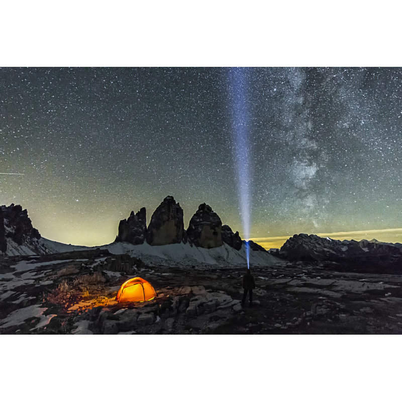 Loneley Camper Under Milky Way by DieterMeyrl - Wrapped Canvas Print, 30cm H x 46cm W