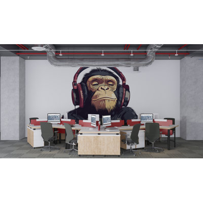 Autocollant de singe, décalque de chimpanzé, singe casque, autocollant animal rigolo, art de singe frais, décalque pour ordinateur portable, cadeau de bouteille d'eau 266GM