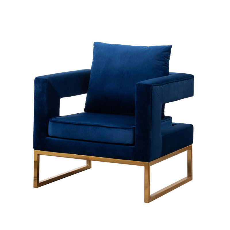 Lenola Contemporary Upholstered Accent Arm Chair, Blue Fabric