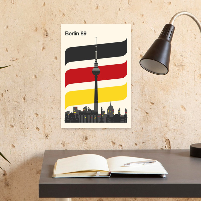 Berlin 89 Skyline allemande, impression murale abstraite d'architecture contemporaine, H 18 po x l 12 po