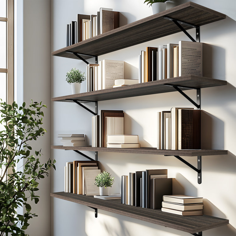 Kaboon Floating Shelves Set Of 2, 10X36, Eucalyptus, Eucalyptus, 36'' W X 10'' D