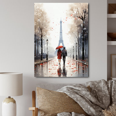 Love In Paris Vintage Watercolor I - Paris Canvas Wall Art Print
