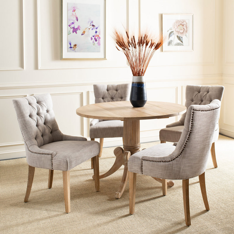 Denholme Pine Solid Wood Top Pedestal Dining Set, Rustic Natural