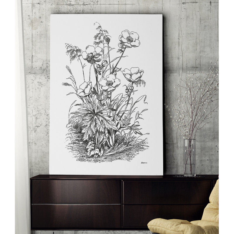 « botanique noir et blanc iv », reproduction d’impression sur toile tendue, H 16 po x l 20 po x P 1,5 po