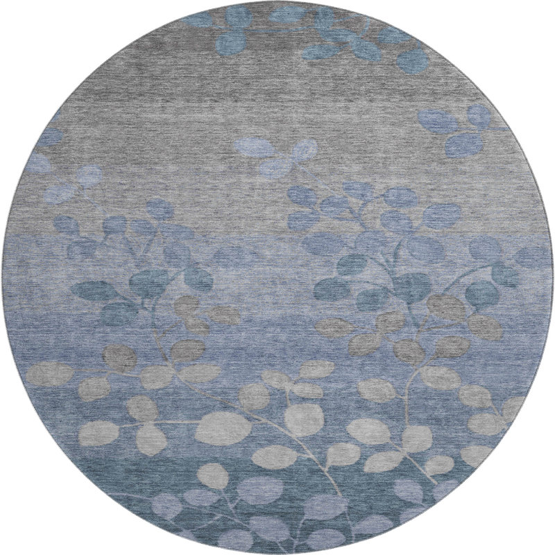 Premium Machine Washable Farolt AMF1900 Floral Rug, Round 8'