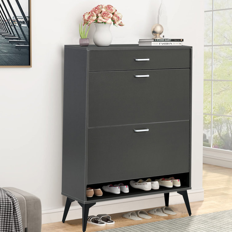 Wooden Freestanding Shoe Storage Cabinet Corrigan Studio Finish: Black