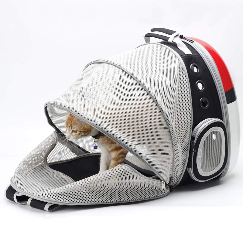 Sac à dos pour chat, Noir / blanc / rouge