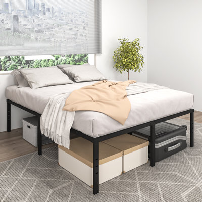 Metal Bed Frame, No Box Spring Needed, Slots for Headboard Attachment, No Noise