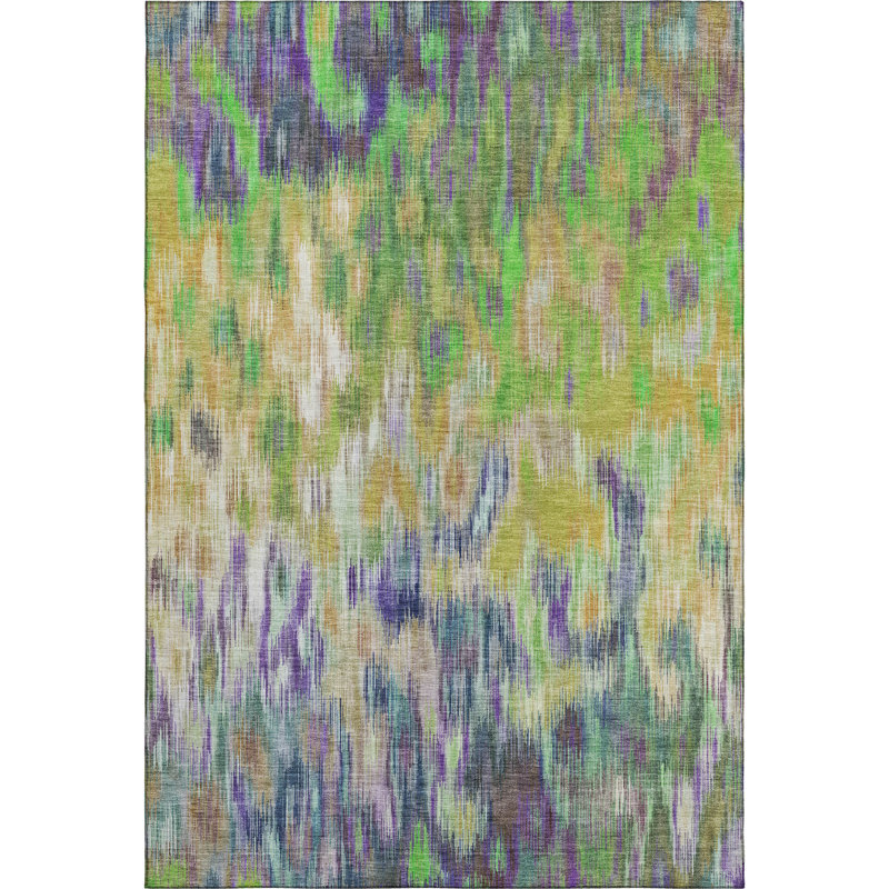 Premium Machine Washable Mayfield AMF2129 abstract Rug, Green, 2'6" x 3'10"