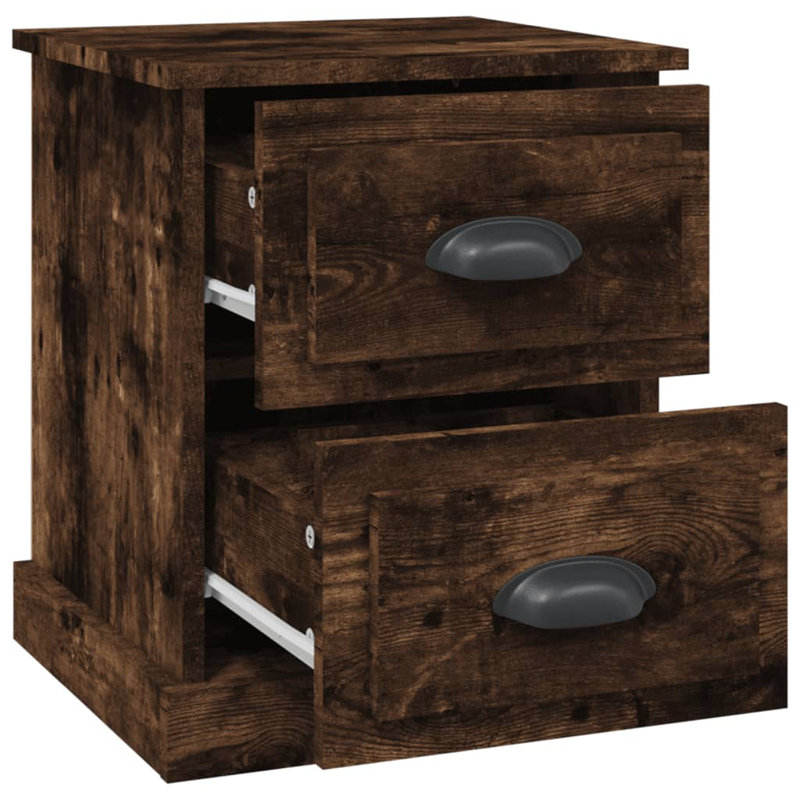 Bellechester 39 cm W Bedside Table, Smoked Oak, Set of 2