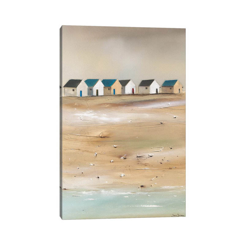 Beach Cabins III by Jean Jauneau - Wrapped Canvas Painting, 20.32 cm H x 30.48 cm W