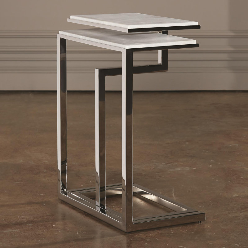 2 Piece C-Nesting Table Set-Brass, Nickel