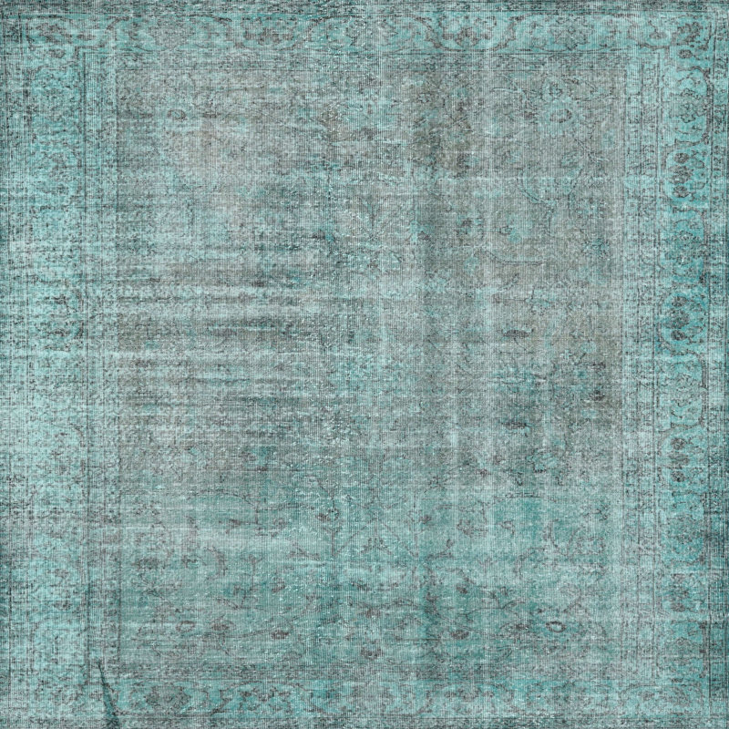 Tapis bleu/gris traditionnel Hojanovice, Carré 4 pi