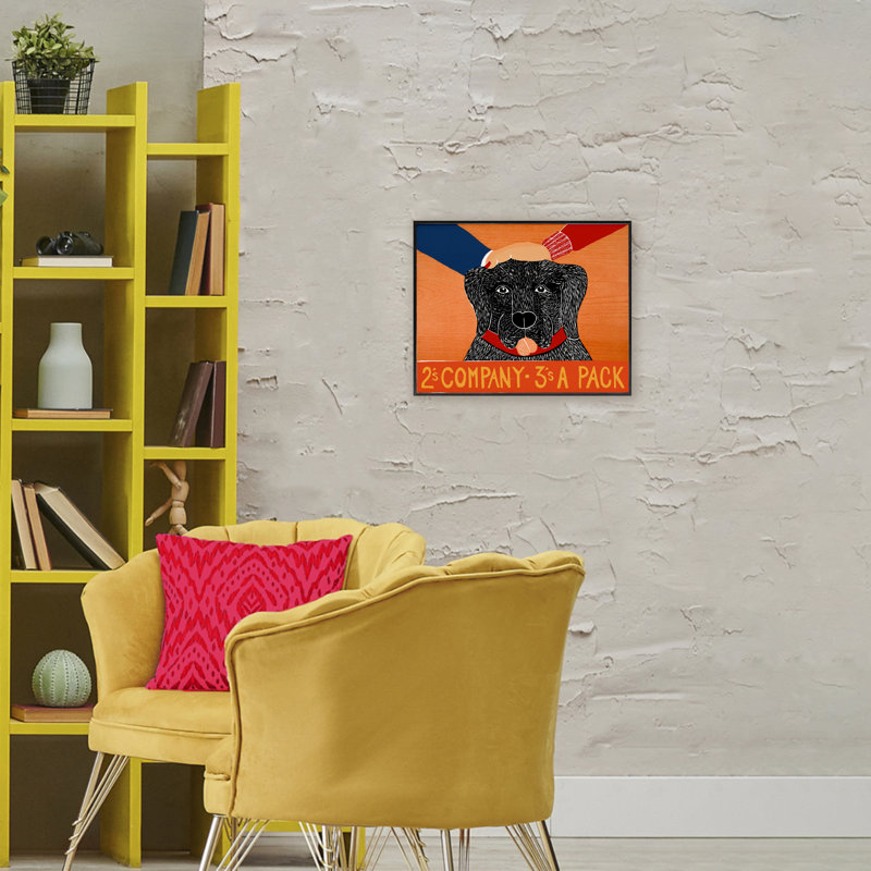 «2's Company Dog», dessin de Stephen Huneck, H 16 po x l 20 po, Giclée encadrée noir minuit