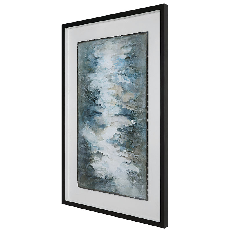 Lakeside Grande Blue and Silver Abstract Metal Print