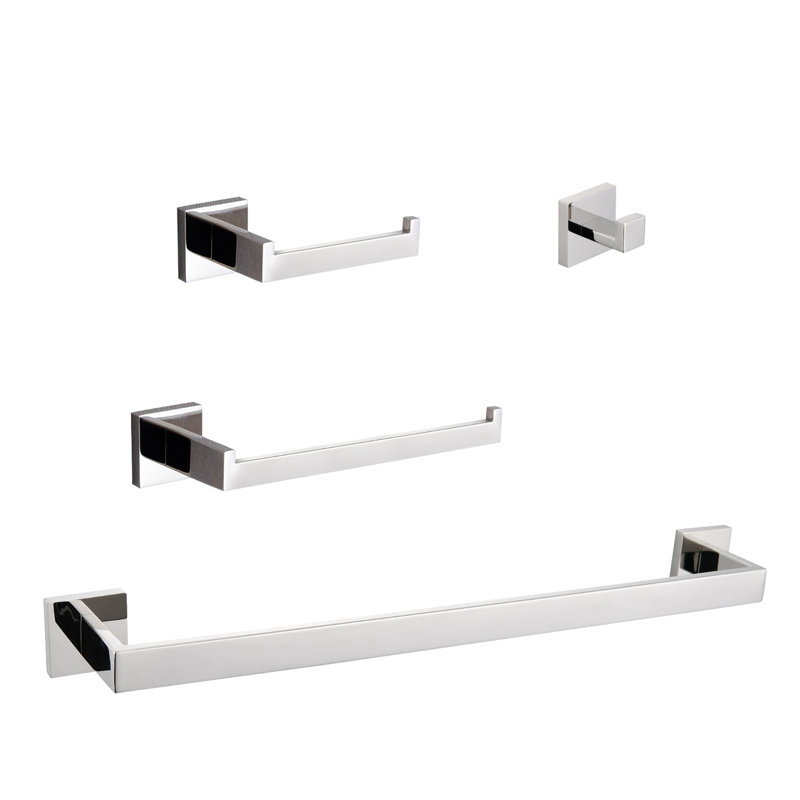4 Bathroom Hardware Assemblage - Stainless Steel Build, Protects From Scratches, Rust-, Easy Assembly Instructions Amalgamation Selected, Chic Look Presented, Scratches Ensured, Installation Carried