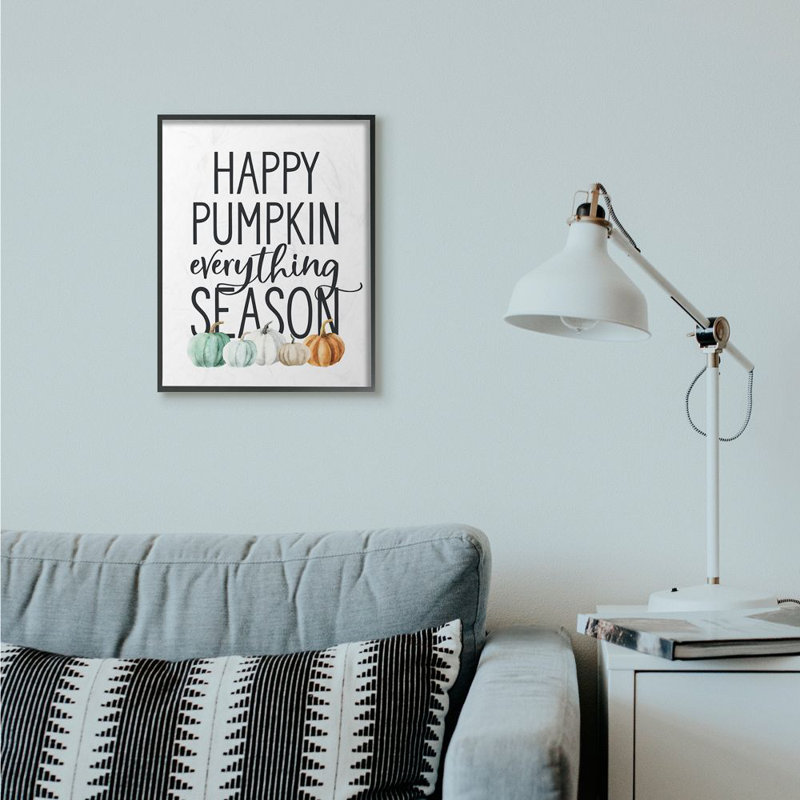 Happy Pumpkin Everything - Textual Art, Midnight Black Framed Giclee, 20" H x 16" W