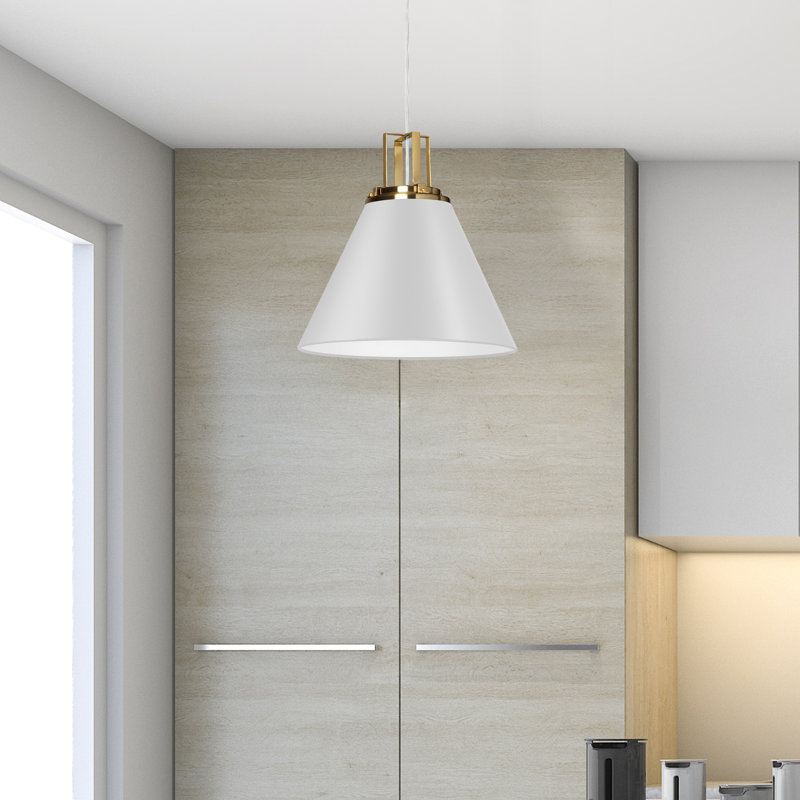 Dowd 1 - Light Aged Brass Single Pendant, Matte White, White