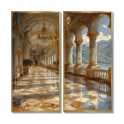 Ensemble de 2 reproductions d'art or et gris