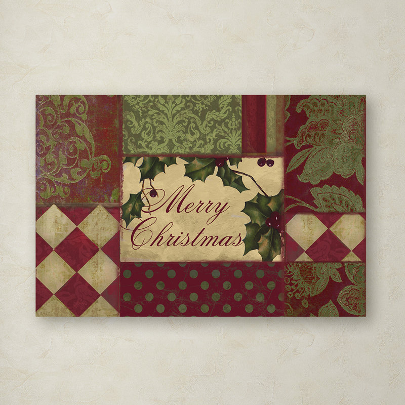 "Jadaya Merry Christmas Patchwork I" par Color Bakery, impression sur toile tendue, H 22 po x l 32 po
