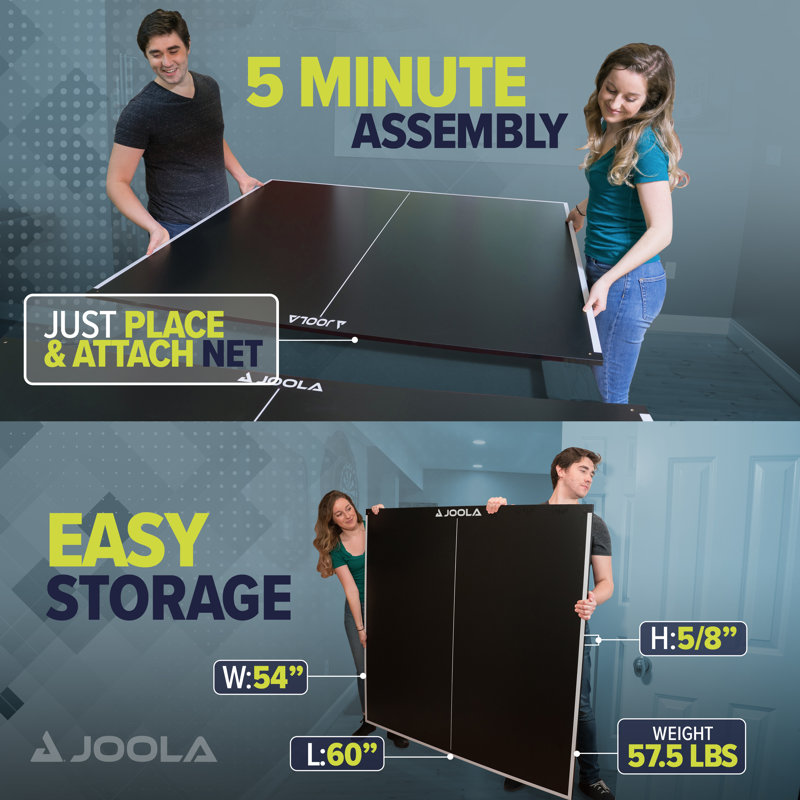 Joola Table Tennis Conversion Top - Full Sized MDF Ping Pong Table Top for Pool Table and Billiards with Foam Backing and Net Set