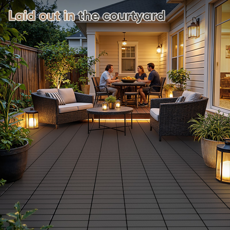 Paquet de 44 tuiles de terrasse emboîtables en plastique, plancher de patio à emboîter 11,8 "x 11,8" pour balcon, au bord de la piscine