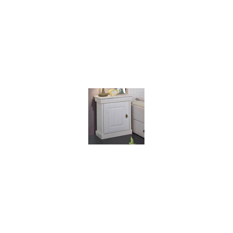 51cm W Solid Wood Bedside Table, White waxed