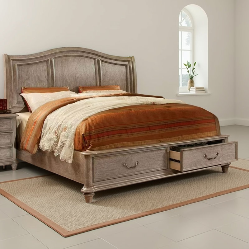 Solid Wood Storage Bed