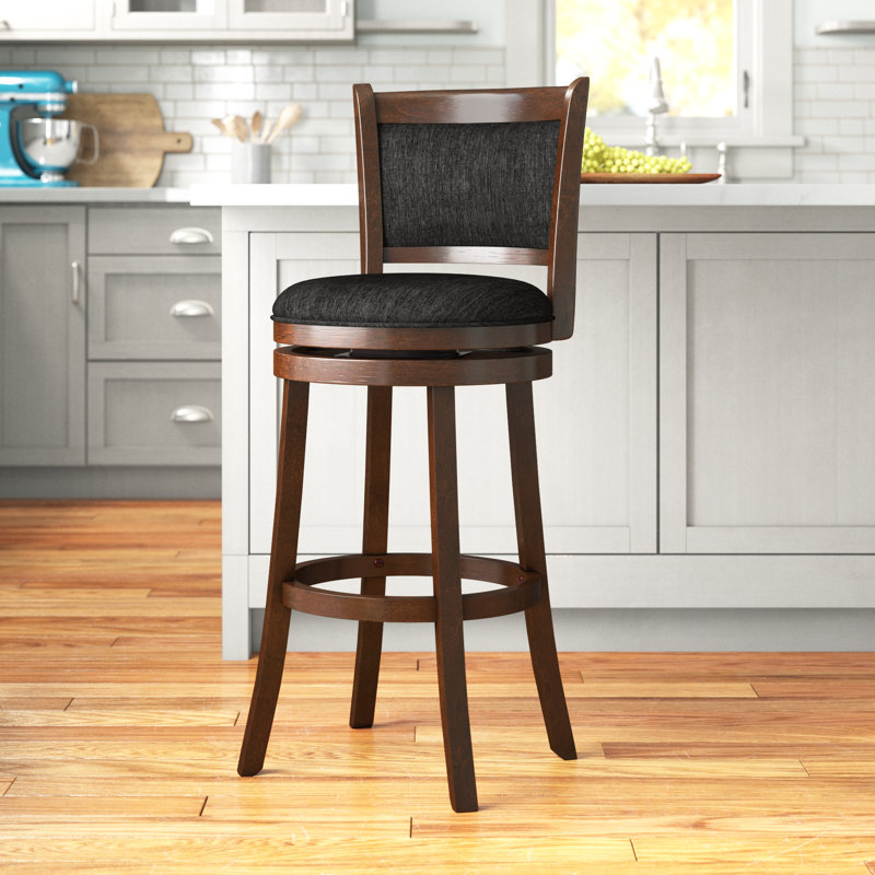 Tabouret pivotant Leda, Gris foncé, Tabouret de comptoir (siège d'une hauteur de 24,7, Cerisier