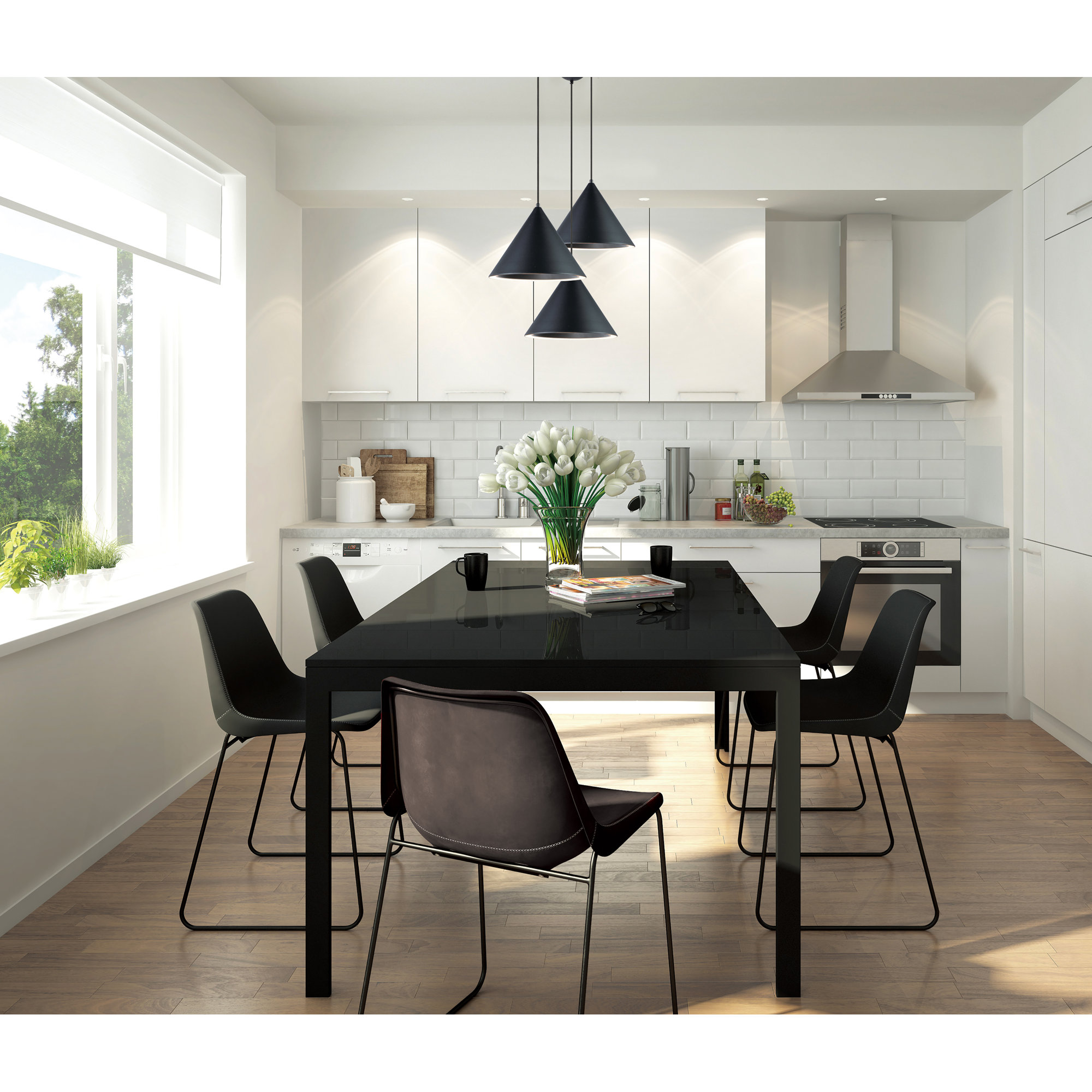 Johnston Single Light Metal Dimmable LED Pendant, 9.5" H x 12.5" W x 12.5" D, Matte White